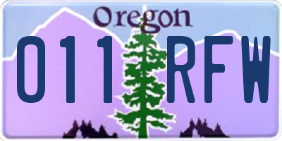 OR license plate 011RFW