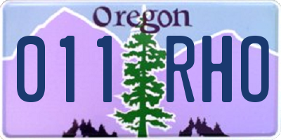 OR license plate 011RHO
