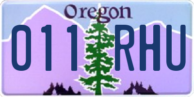 OR license plate 011RHU