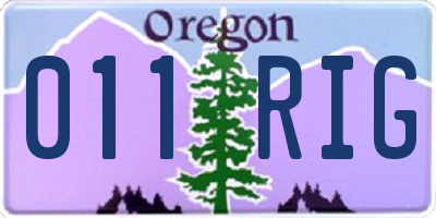 OR license plate 011RIG