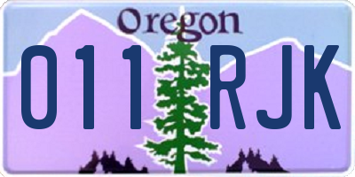 OR license plate 011RJK
