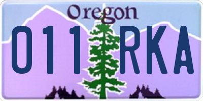 OR license plate 011RKA
