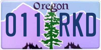 OR license plate 011RKD