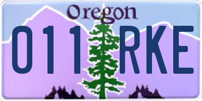 OR license plate 011RKE