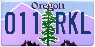 OR license plate 011RKL