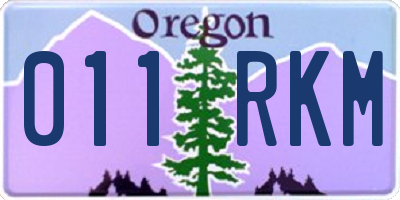 OR license plate 011RKM