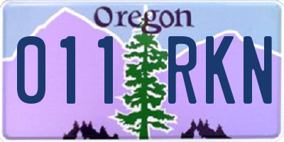 OR license plate 011RKN