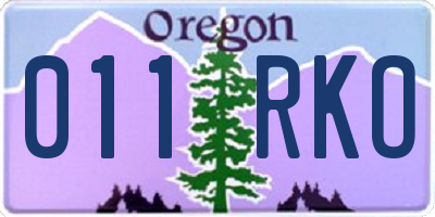 OR license plate 011RKO