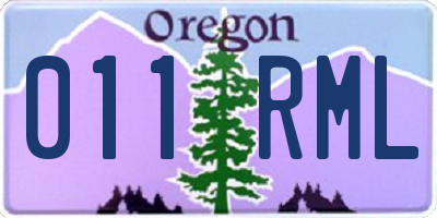 OR license plate 011RML