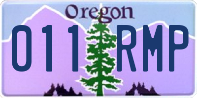 OR license plate 011RMP