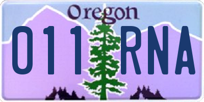 OR license plate 011RNA