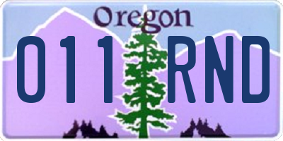 OR license plate 011RND