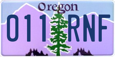 OR license plate 011RNF