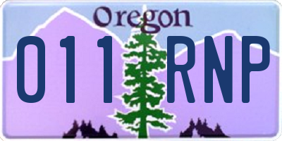 OR license plate 011RNP