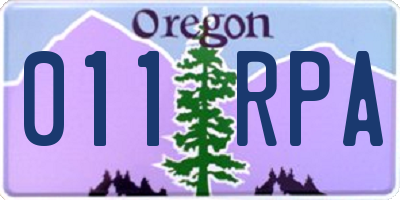 OR license plate 011RPA