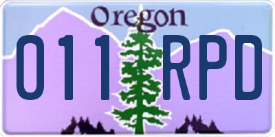 OR license plate 011RPD