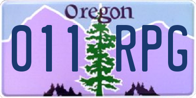 OR license plate 011RPG