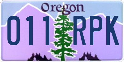 OR license plate 011RPK