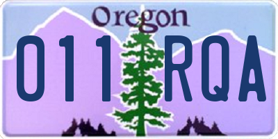 OR license plate 011RQA