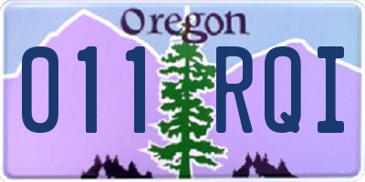 OR license plate 011RQI