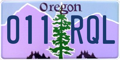 OR license plate 011RQL