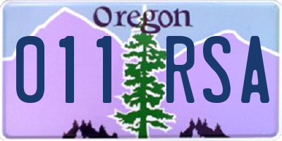 OR license plate 011RSA