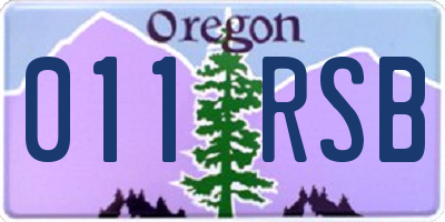 OR license plate 011RSB