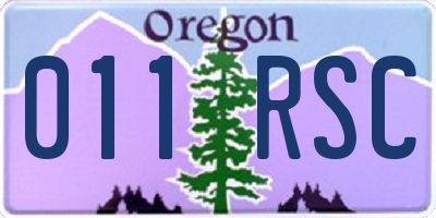 OR license plate 011RSC