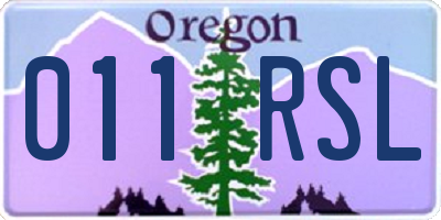 OR license plate 011RSL