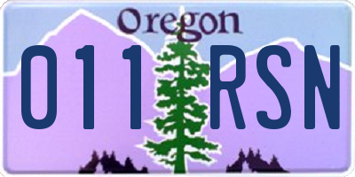 OR license plate 011RSN