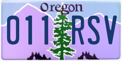 OR license plate 011RSV