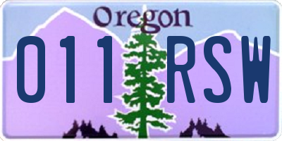OR license plate 011RSW