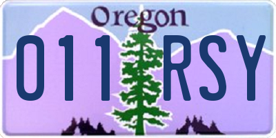 OR license plate 011RSY