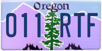 OR license plate 011RTF