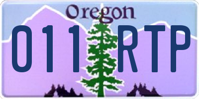 OR license plate 011RTP