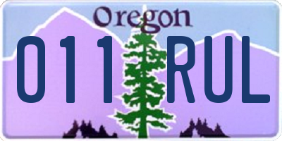 OR license plate 011RUL
