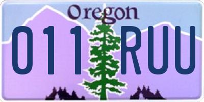 OR license plate 011RUU