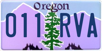 OR license plate 011RVA