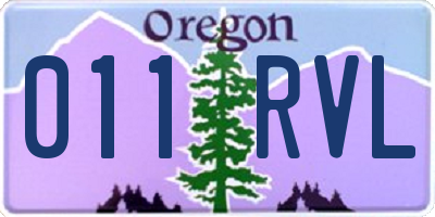 OR license plate 011RVL
