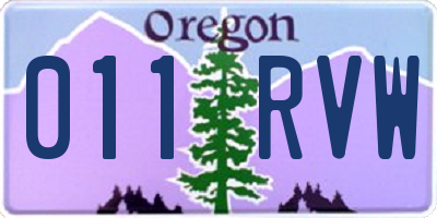 OR license plate 011RVW