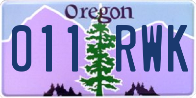 OR license plate 011RWK