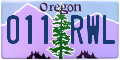 OR license plate 011RWL