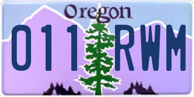 OR license plate 011RWM