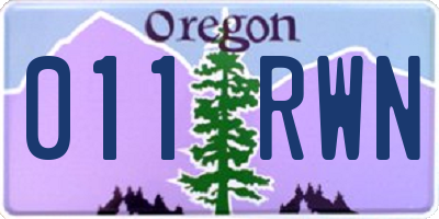 OR license plate 011RWN