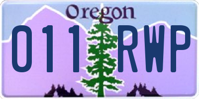 OR license plate 011RWP