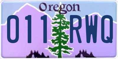 OR license plate 011RWQ