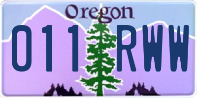 OR license plate 011RWW