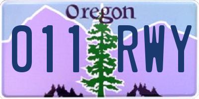 OR license plate 011RWY