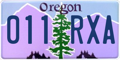 OR license plate 011RXA