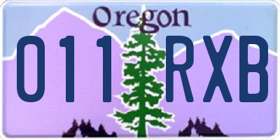 OR license plate 011RXB